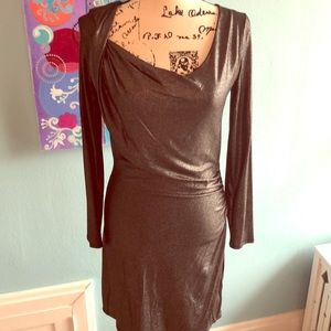 Three dot dress size M in silver metallic jersey